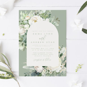 Eucalyptus Floral Sage Green Wedding Invitation