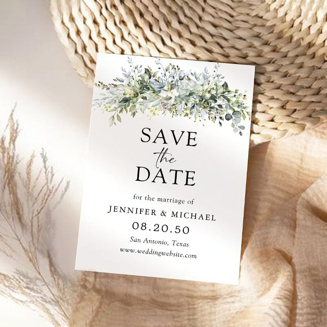 Eucalyptus Floral Save The Date Card (Creator Uploaded)