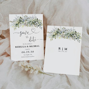 Eucalyptus Floral Save The Date Card