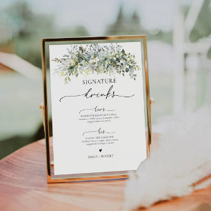 Eucalyptus Floral Signature Drinks Sign