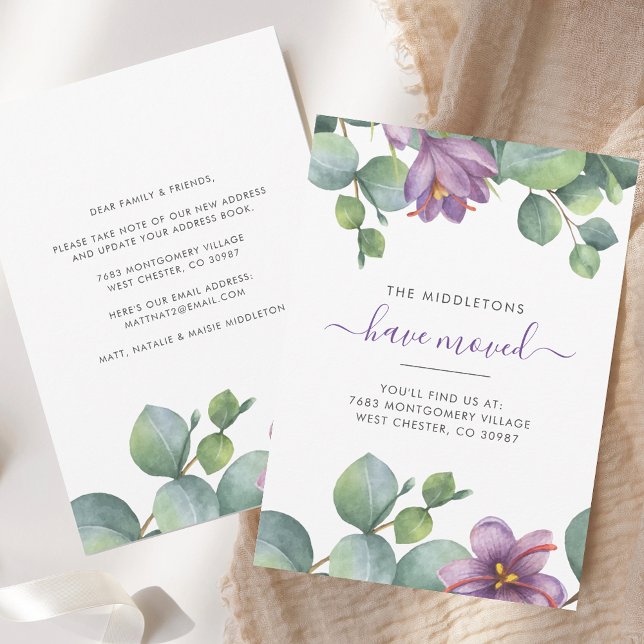  Eucalyptus Floral We’ve Moved Greenery Moving Announcement (Eucalyptus Watercolor We’ve Moved Greenery Moving Announcement)