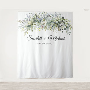 Eucalyptus Floral Wedding Ceremony Backdrop Tapestry