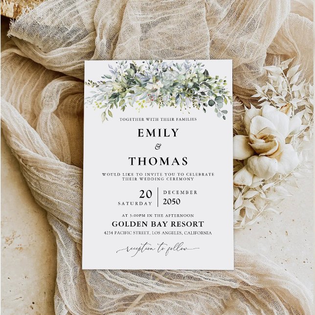 Eucalyptus Floral Wedding Ceremony Invitation (Creator Uploaded)