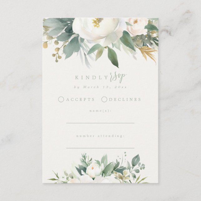 Eucalyptus Floral Wedding RSVP Enclosure Card (Front)