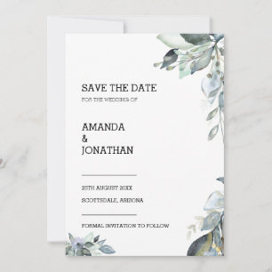 Eucalyptus Floral Wedding Save the Date Card
