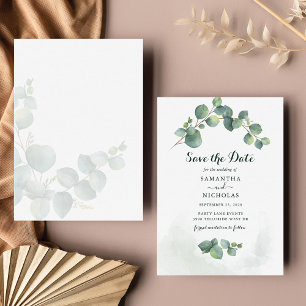 Eucalyptus Floral Wedding Save The Date Card