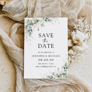 Eucalyptus Floral Wedding Save The Date Cards
