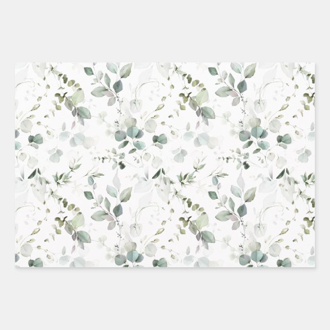 Eucalyptus Foliage Baby/Bridal Shower Wrapping Paper Sheet (Front)