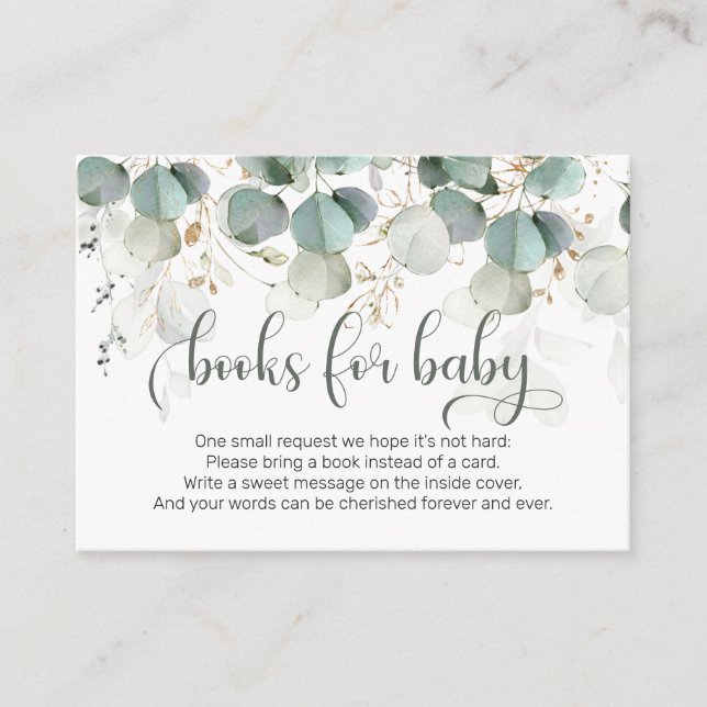 Eucalyptus foliage Books for Baby Enclosure Card (Front)