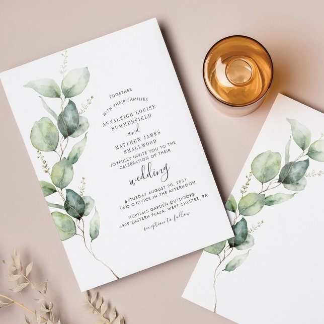 Eucalyptus Foliage Botanical Greenery Wedding Invitation (Creator Uploaded)