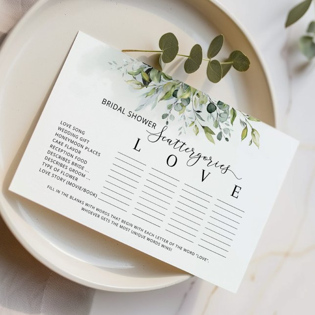 Eucalyptus foliage bridal shower scattergories (Creator Uploaded)