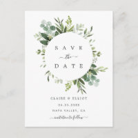 Eucalyptus Foliage Circle Frame Save the Date