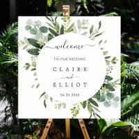 Eucalyptus Foliage Circle Frame Wedding Welcome