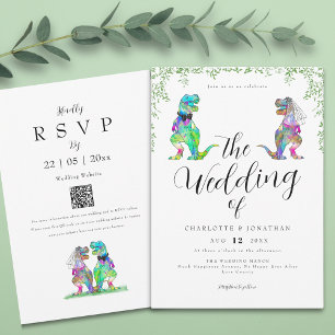 Eucalyptus Foliage Dinosaur Wedding Invitation