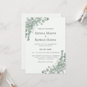 Eucalyptus Foliage Dusty Miller Botanical Wedding  Invitation