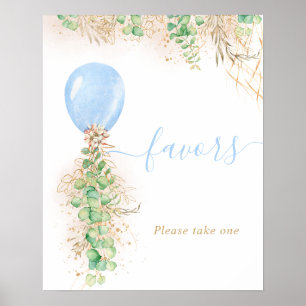 Eucalyptus Foliage Garland Blue Balloon Favours Po Poster