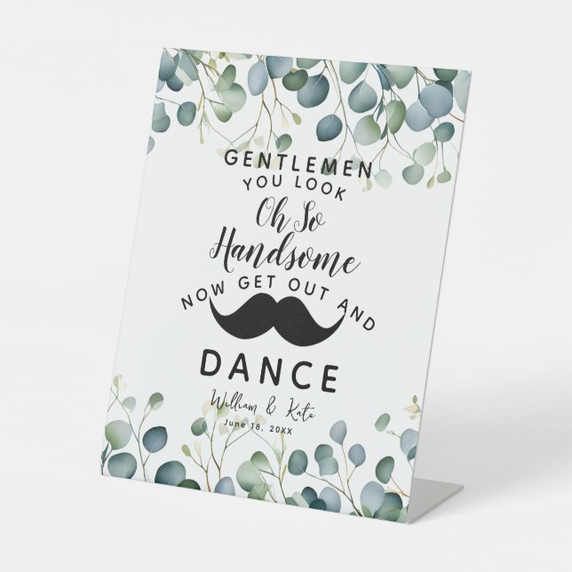 Eucalyptus  foliage GENTLEMEN BATHROOM wedding Pedestal Sign (Front)