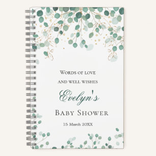 Eucalyptus Foliage Gold Leaves Baby Shower Noteboo Notebook
