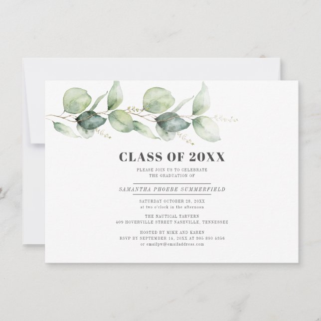 Eucalyptus Foliage Greenery Graduation 2022 Party Invitation (Front)