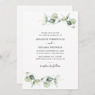 Eucalyptus Foliage Greenery Rustic Wedding Invitation