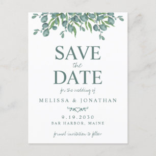Eucalyptus Foliage Greenery Wedding Save The Date Postcard
