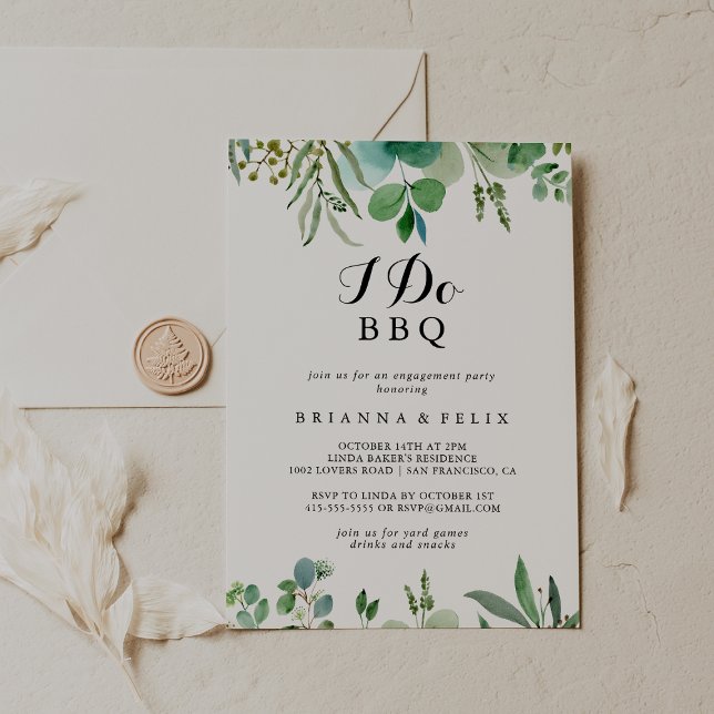 Eucalyptus Foliage I Do BBQ Engagement Party Invitation (Creator Uploaded)