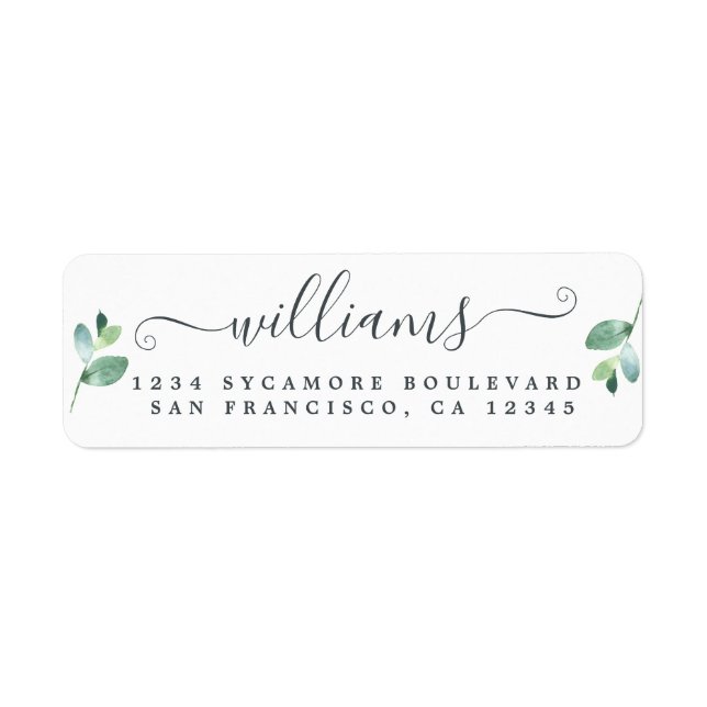 Eucalyptus Foliage Last Name Return Address Label (Front)