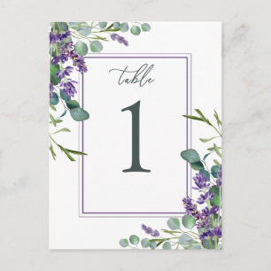 Eucalyptus Foliage Lavender Flowers Table Number Postcard