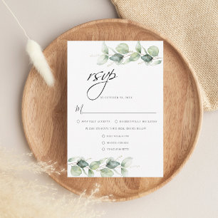Eucalyptus Foliage Minimalist Botanical Wedding RSVP Card