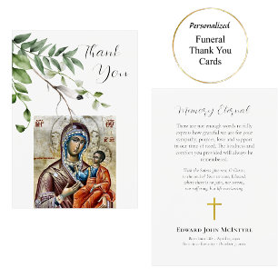 Eucalyptus Foliage Orthodox Christian Funeral Thank You Card
