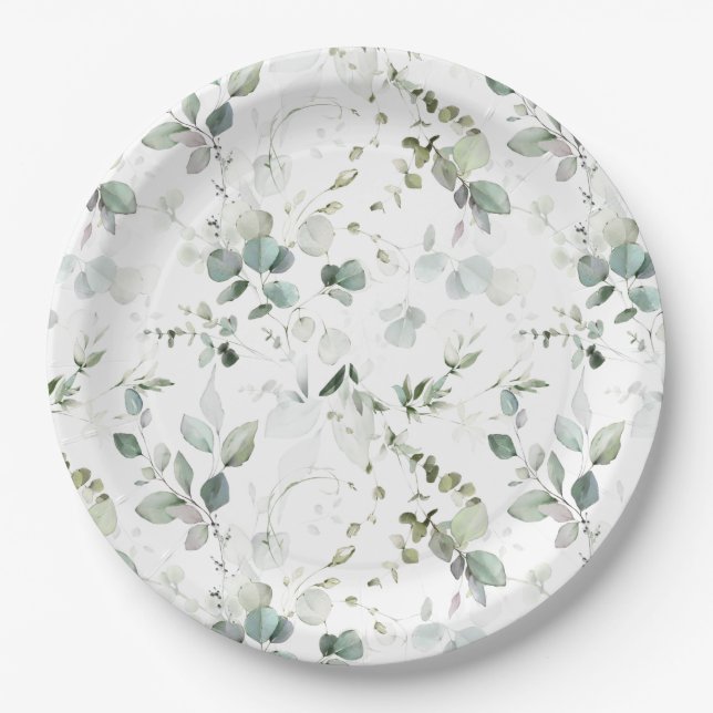 Eucalyptus Foliage Paper Plate (Front)