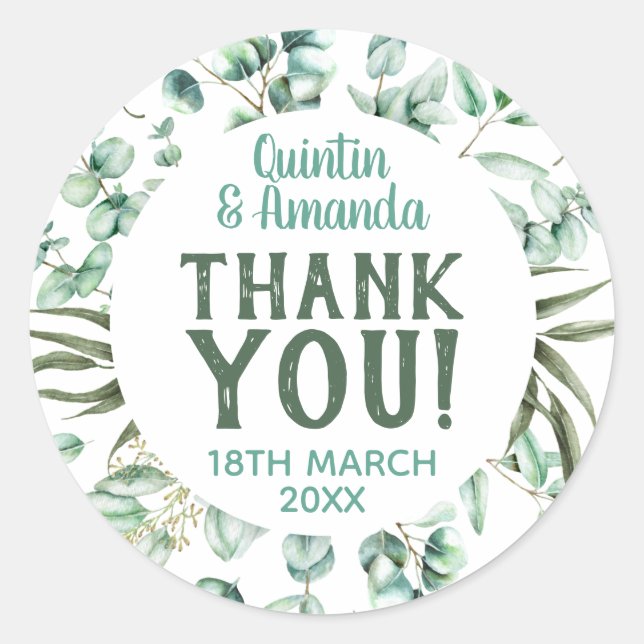 Eucalyptus Foliage Party Favour Classic Round Sticker (Front)