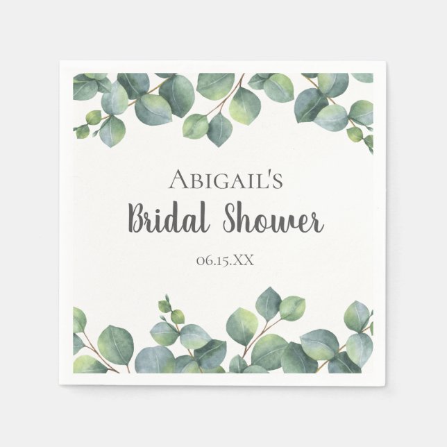 Eucalyptus Foliage Personalised Napkin (Front)