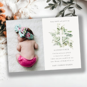 Eucalyptus Foliage Photo Godmother Proposal Invite
