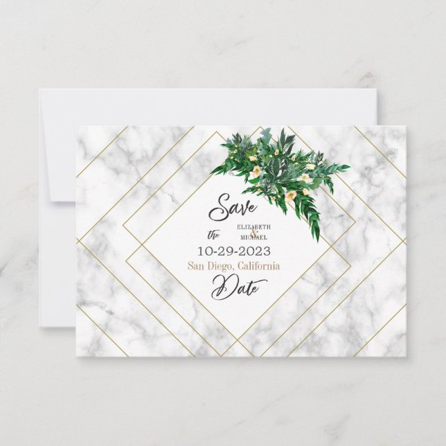 Eucalyptus Foliage  Rustic Green White Marble (Front)