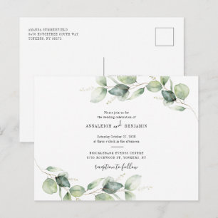 Eucalyptus Foliage Rustic Wedding Invitation Postcard