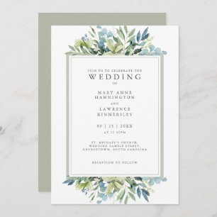 Eucalyptus Foliage Sage Green Wedding Invitation