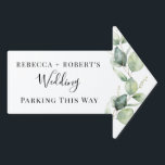 Eucalyptus Foliage Script Wedding Car Parking Garden Sign<br><div class="desc">Eucalyptus Foliage Script Wedding Parking Sign on white background featuring watercolor succulent greenery eucalyptus stem with grey script and modern typography you can easily change</div>