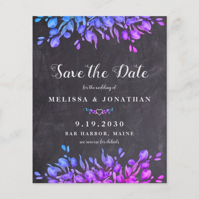 Eucalyptus Foliage Slate QR Code Save The Date Inv (Front)