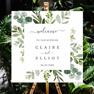 Eucalyptus Foliage Square Frame Wedding Welcome Poster