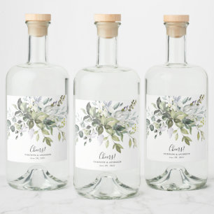 Eucalyptus Foliage Wedding Favors Liquor Bottle Label