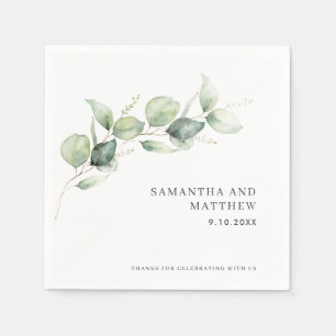 Eucalyptus Foliage Wedding Party Paper Napkin