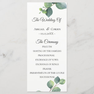 Eucalyptus Foliage Wedding Program