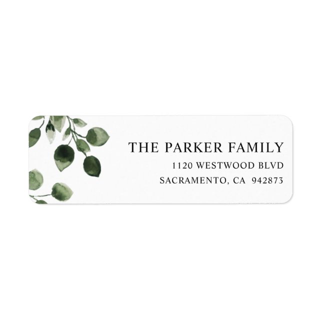 Eucalyptus Foliage wedding Return Address Label (Front)