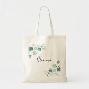 Eucalyptus Foliage White Floral Bridesmaid Tote Bag