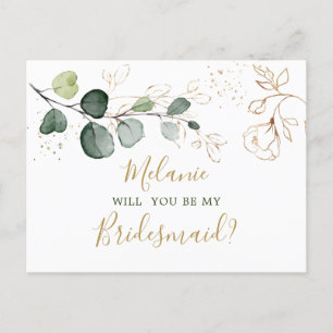 Eucalyptus Foliage Will You be My Bridesmaid Postcard