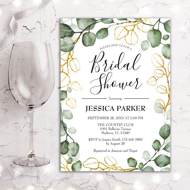 Eucalyptus Foliage Wreath Bridal Shower Invitation (Creator Uploaded)