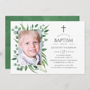 Eucalyptus Forest Greenery Baptism or Christening Invitation