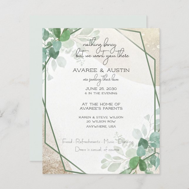 Eucalyptus Frame Casual Plain Paper Wedding (Front/Back)
