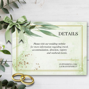 Eucalyptus Frame Green Gold Foliage Watercolor Enclosure Card